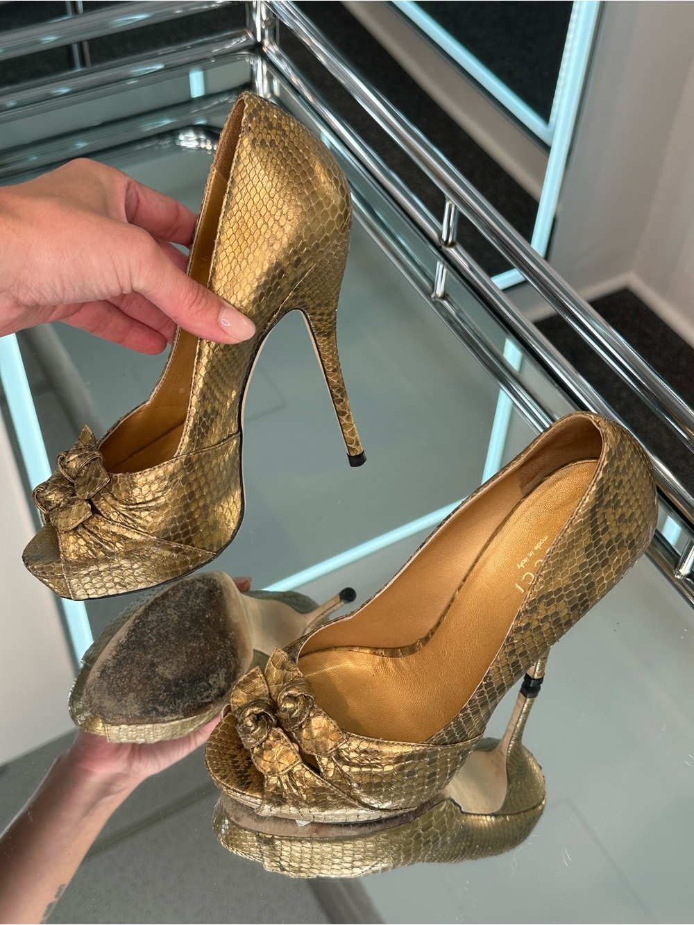 Gucci python peep-toe heel - Picture 5 of 10